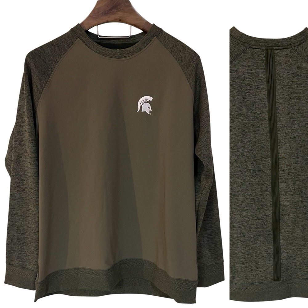 Nike Michigan State Spartans Men Green Dri Fit Fleece Sweatshirt Football MSU XL